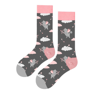 Calcetines Altos Divertidos Unisex con Dibujos de Gatos, Talla única 27-35