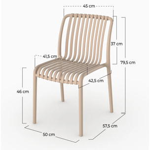 Lot de 2 chaises de jardin empilables en plastique beige - Duli