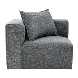 Module d'angle gauche pour canapé en tissu chiné gris foncé KERRY