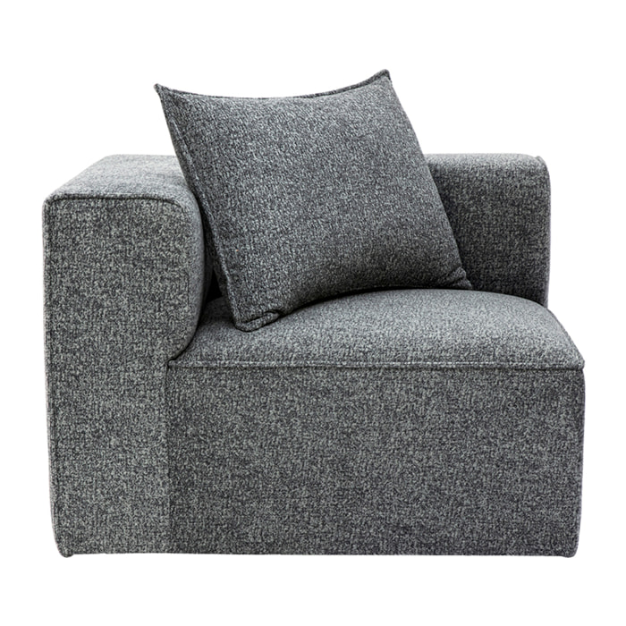 Module d'angle gauche pour canapé en tissu chiné gris foncé KERRY