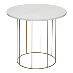 Lot de 2 tables gigognes "Garance" blanc plateau marbre