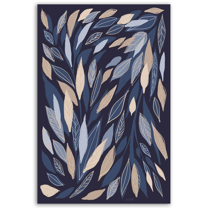 Tableau fleurs Tableau feuilles bleues sur bleu Tableau alu Dibond