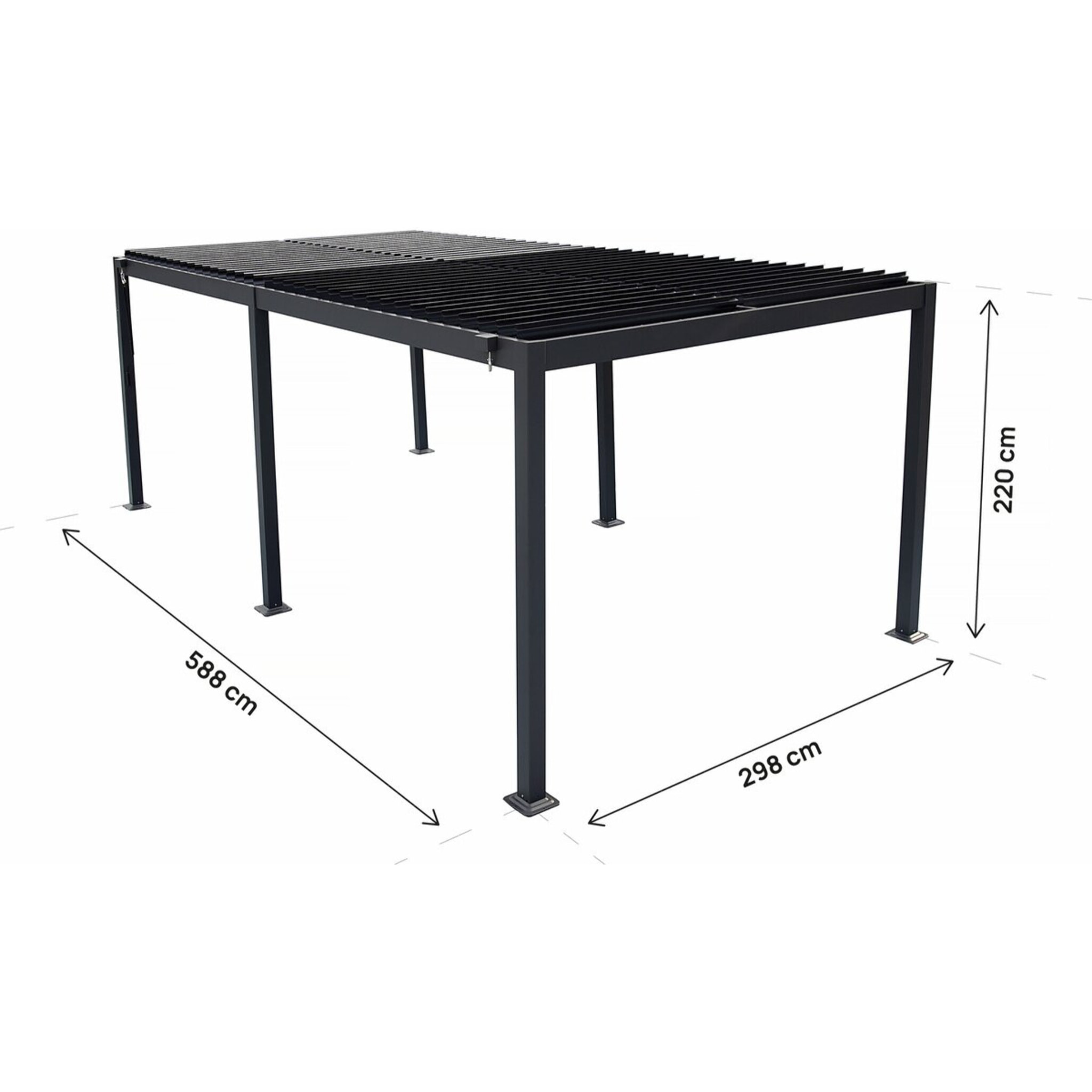 Pergola bioclimatique autoportante en aluminium "Kensington" - 3 x 6 m - Gris