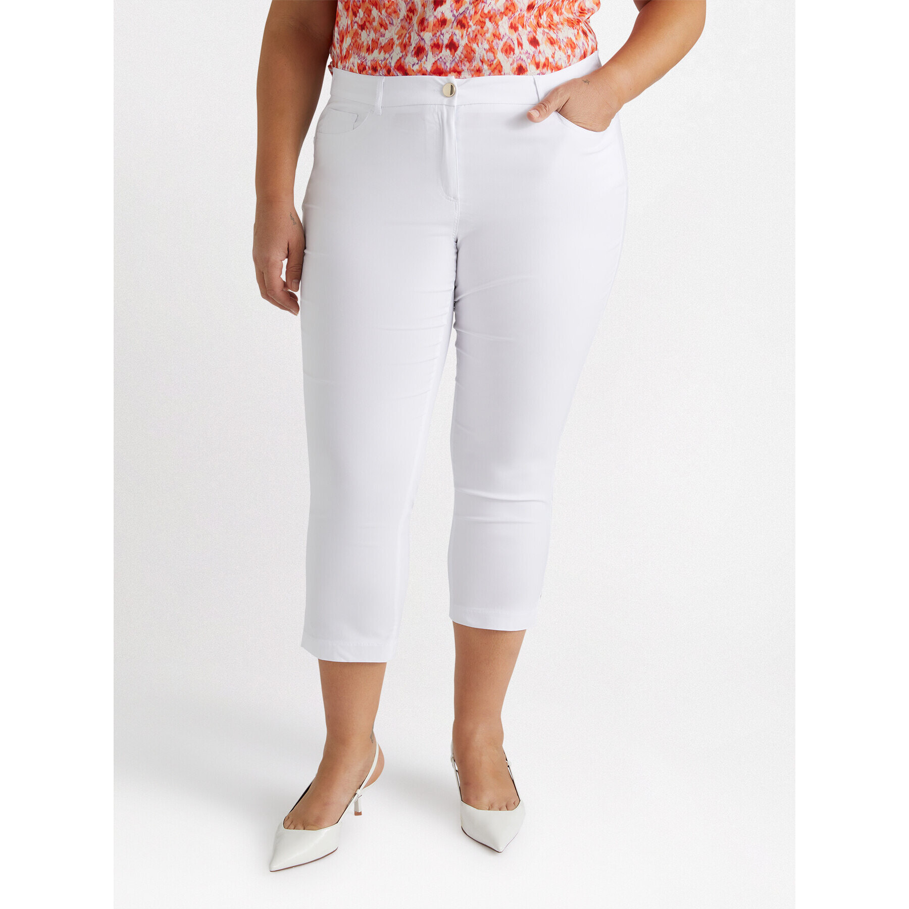 Fiorella Rubino - Pantalones capri de cinco bolsillos - Blanco