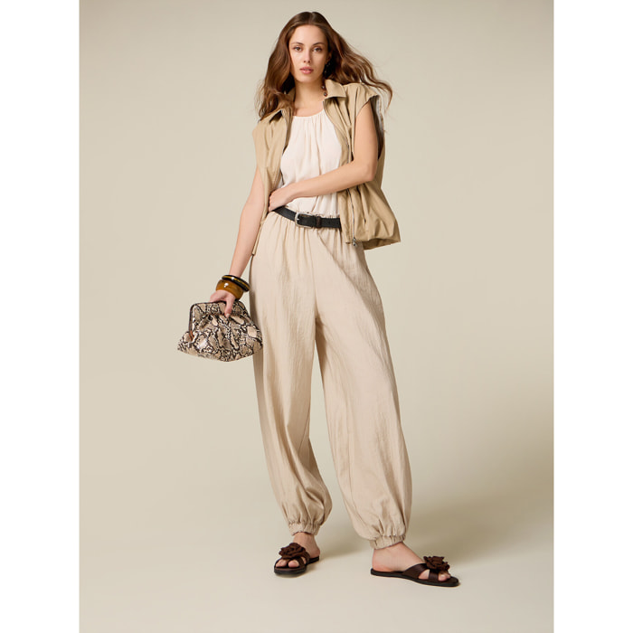 Oltre - Pantaloni joggers in tessuto fluido - Beige