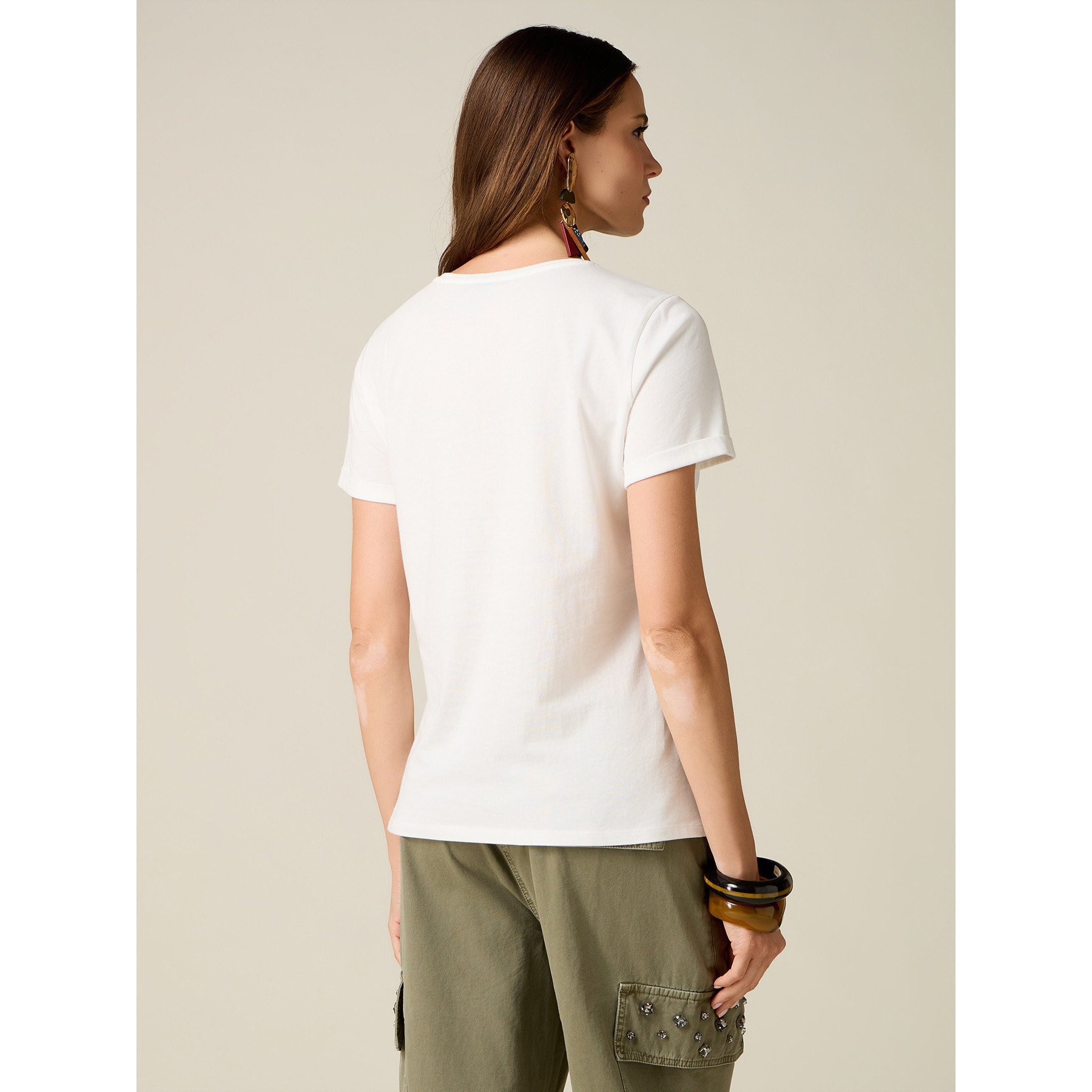 Oltre - T-shirt con applicazione lettering - Bianco