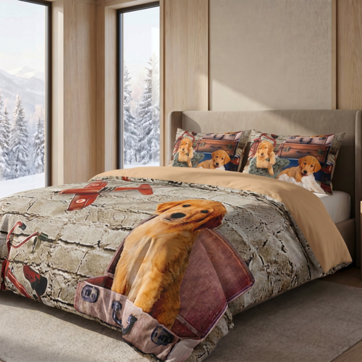 Parure Copripiumino in 100% Cotone con Federe Coordinate, Morbida e Traspirante, Certificata OEKO-TEX, Fantasie Moderne per Camera da Letto