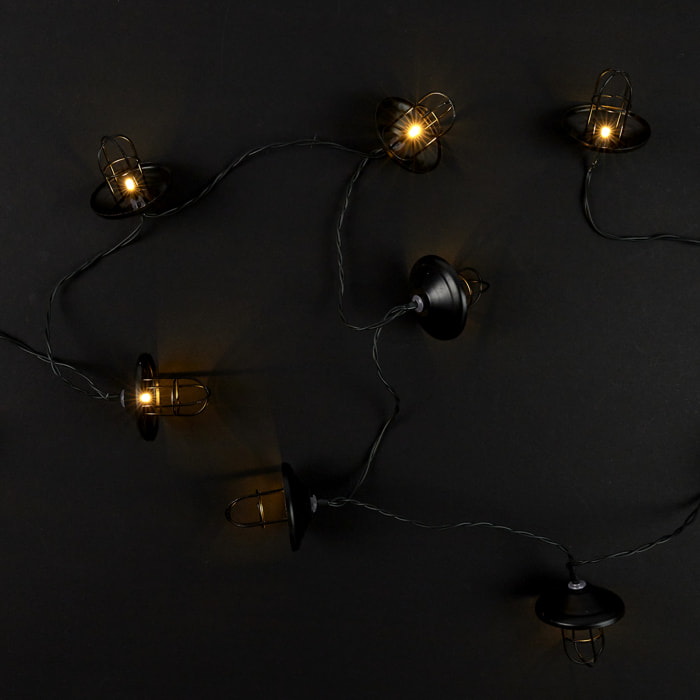 Guirlande - HOME DECO FACTORY - Lanterne Métal - 10 LED - Noir