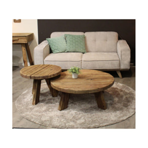 Table basse ronde D.90 cm en bois recyclé - ORIGIN