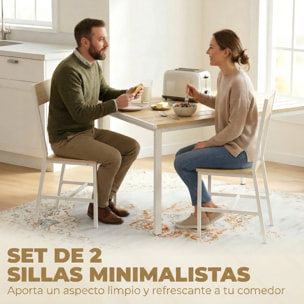 Pack de 2 Sillas de Comedor, Sillas de Cocina Modernas, con Respaldo Inclinado, Marco Metálico, para Salón, Sala de Estar, Natural