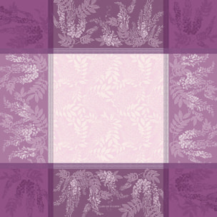 Nappe anti tache pur coton motif jacquard Glycines parme