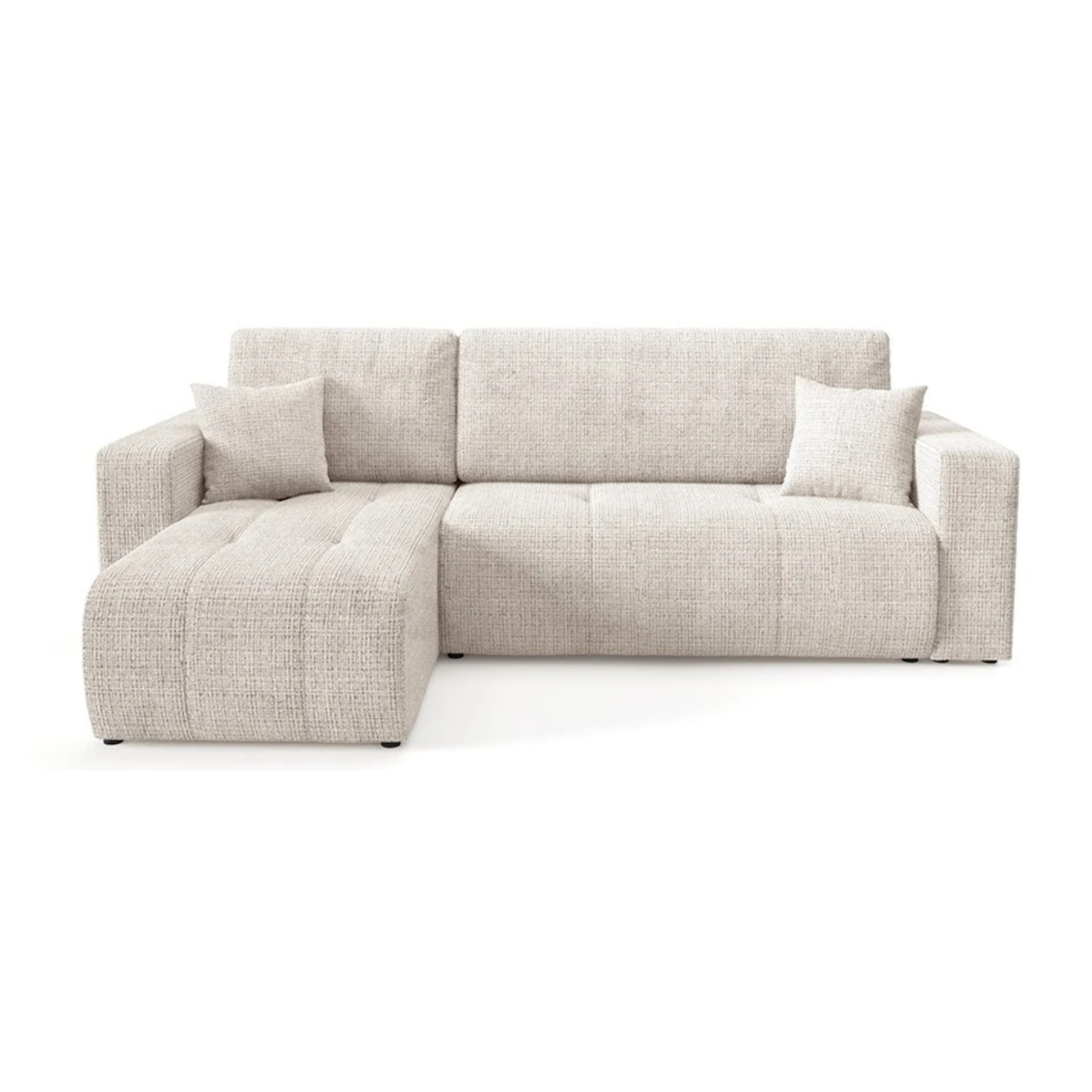 AURORE - Canapé d'angle gauche 3 places en tissu texturé beige