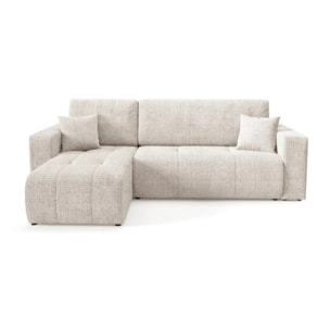 AURORE - Canapé d'angle gauche 3 places en tissu texturé beige