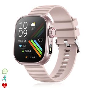 DAM Smartwatch ZW39 con notificaciones de Apps, llamadas Bluetooth. Monitor de tensión y oxígeno en sangre. 3,7x1,1x4,7 Cm. Color: Rosa