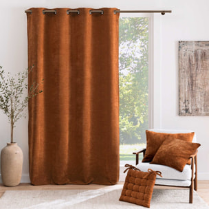 Coussin décoratif rectangulaire déhoussable en velours chenille - Orange