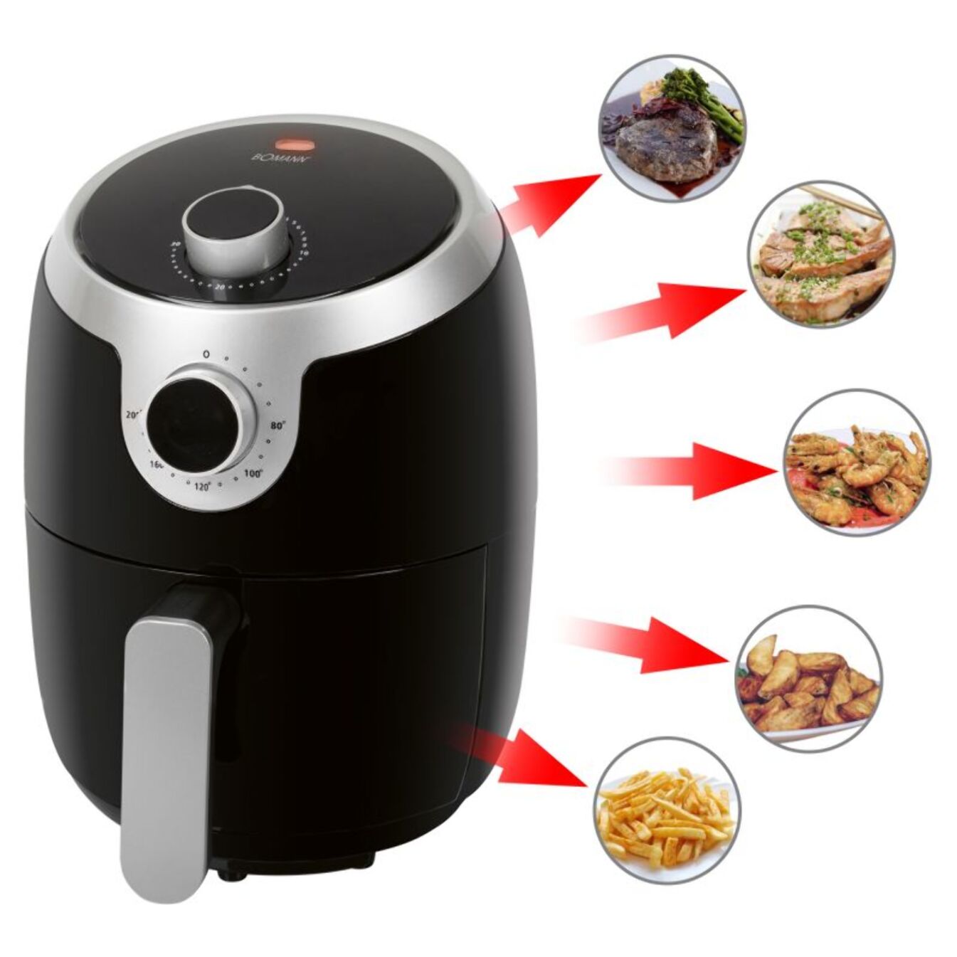 Friteuse sans huile à air chaud 1,8L Bomann FR6050HCB-Noir