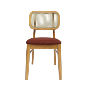 Chaise bohème bois d'hévéa et cannage (lot de 2) MANI