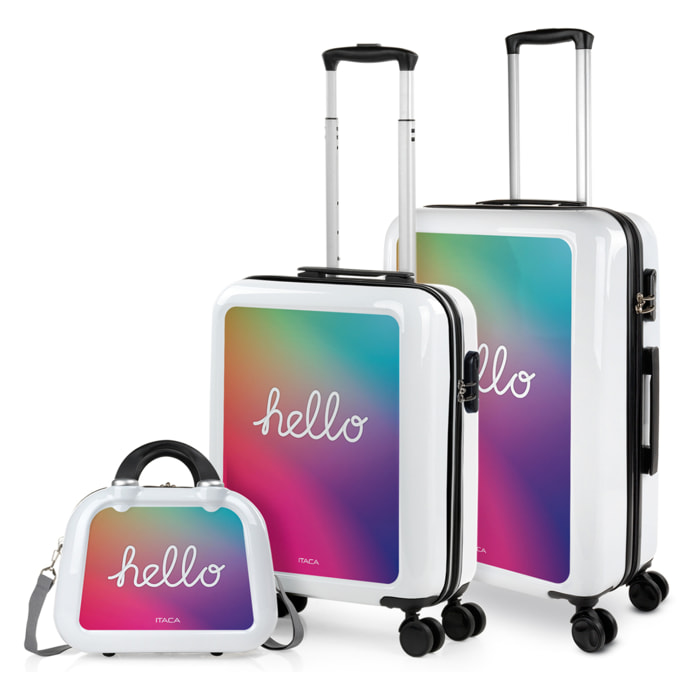 Juego De Maletas Pc Itaca Base Blanco Blanco Hello