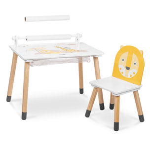 Mesa infantil JUNGLE DRUM multifuncional mueble niños con silla blanco