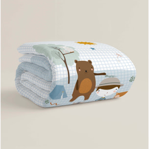 Edredón Nórdico Estampado - Infantil - 100% Algodón - 200 gr/m² con Tacto Pluma - Aventura Bosque