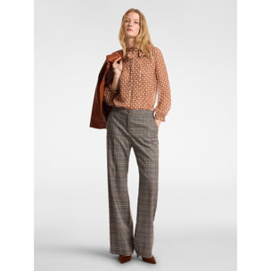 Elena Mirò - Blusa estampada con fajín - Marrón