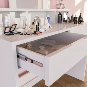 Toeletta Tavolino Da Trucco Tavolo Con 9 Luci LED Con Luminosità Regolabile Specchio 2 Cassetti 3 Vani A Giorno Postazione Make Up 40 x 100 x 145 Cm