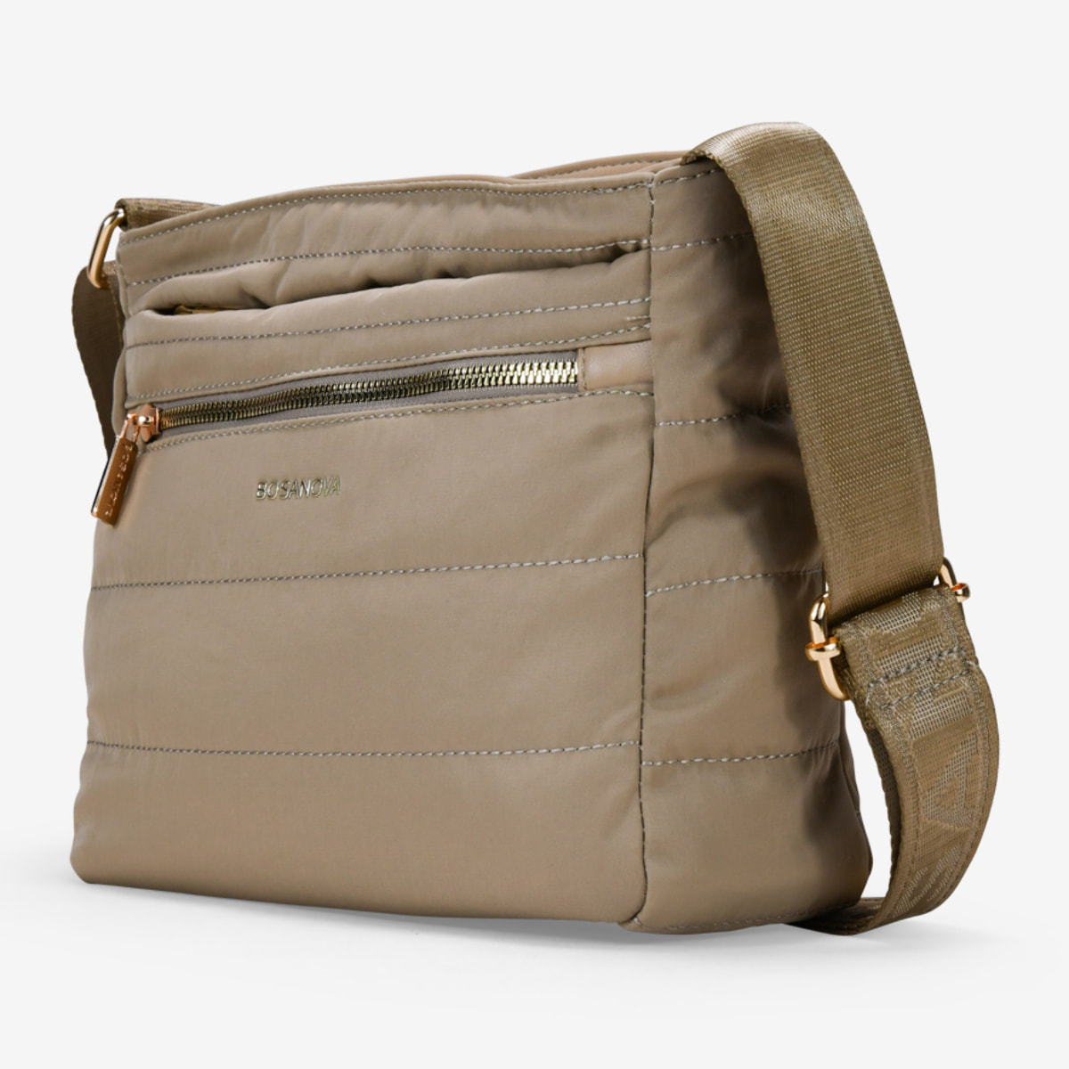 Bolso bandolera tostado con cremallera