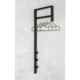 Porta abiti da parete Trento in metallo nero con barra e 3 ganci 30x82 cm