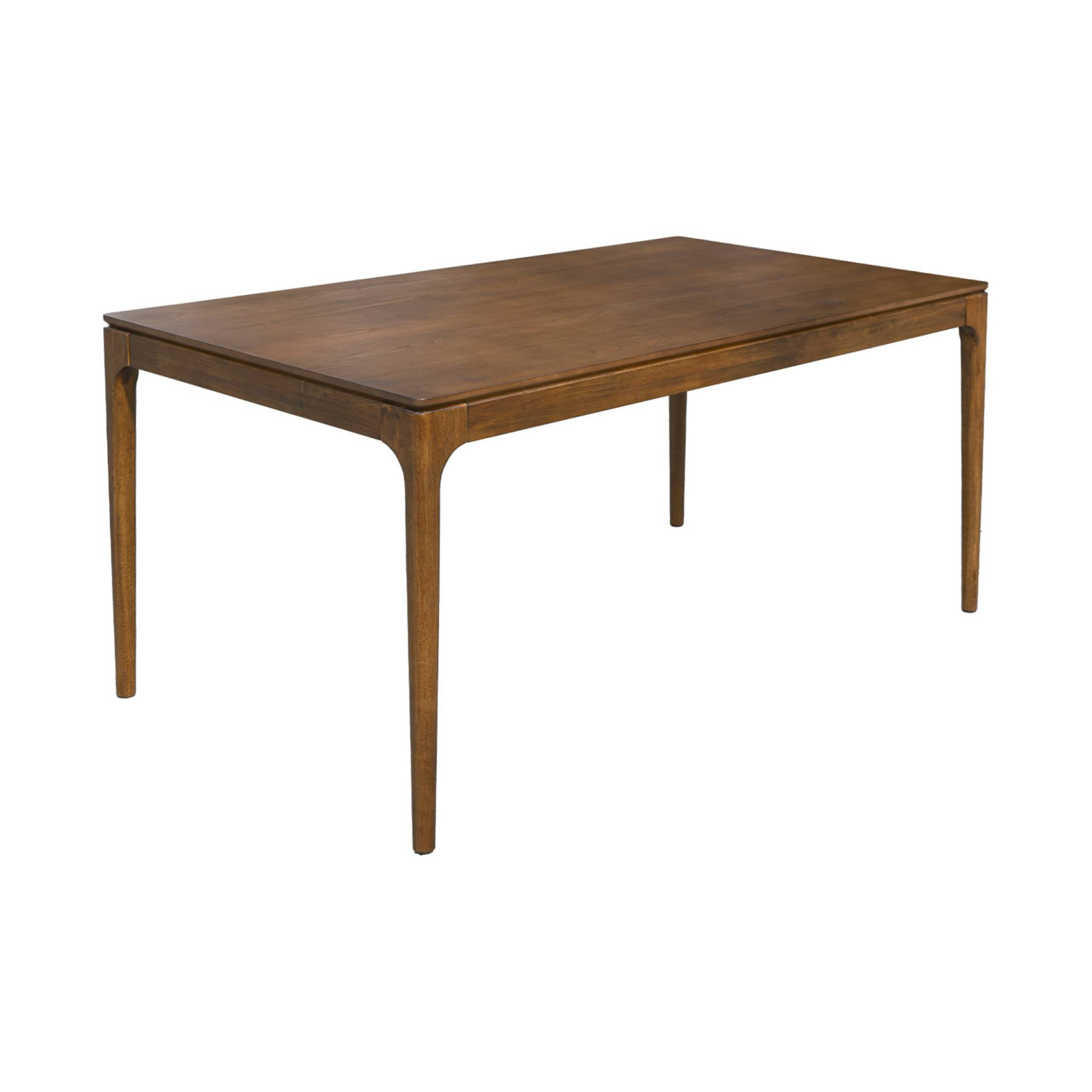 Table à manger ELENA rectangulaire en bois d'hévéa et placage frêne 160 cm. 6 chaises tissu noir. L 160 x P 90 x H 76cm