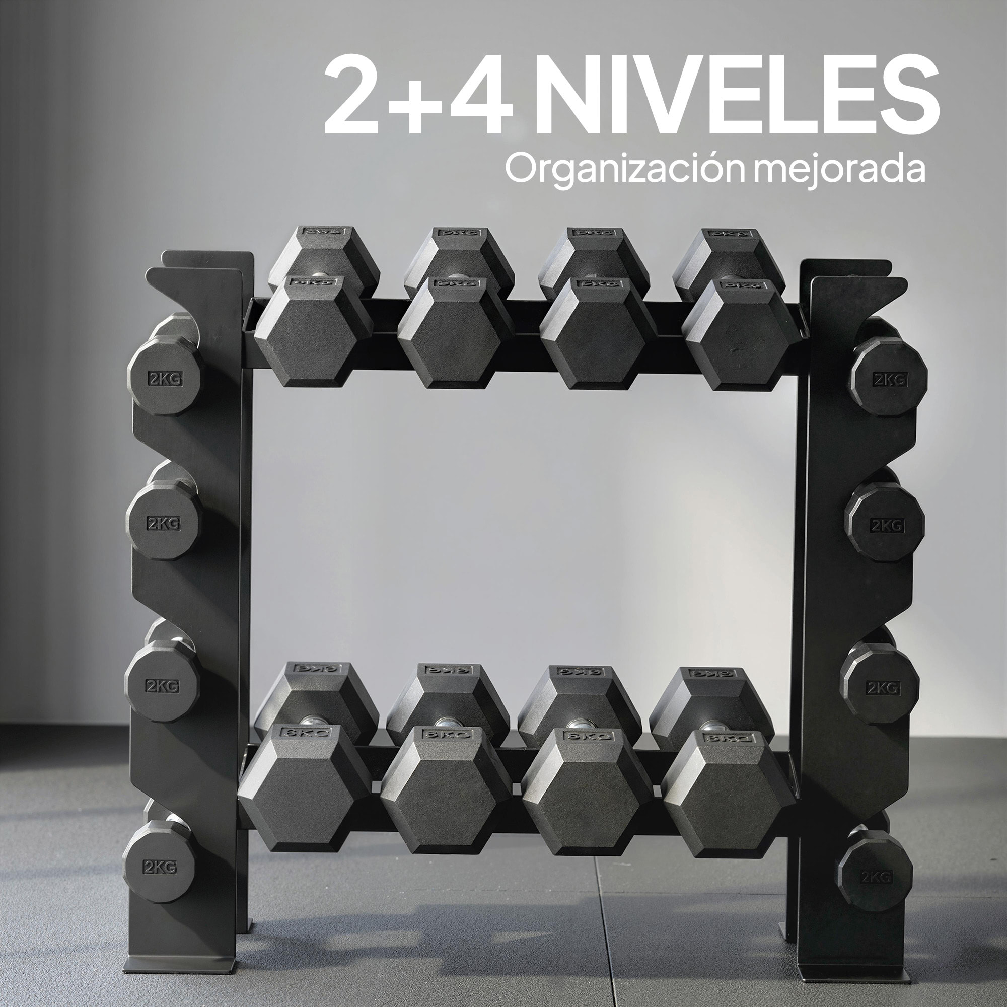Soporte Mancuernas de 4 Niveles, Estante de Almacenamiento de Pesas de Acero Resistente para Mancuernas, Kettlebells, para Entrenamiento en Gimnasio Casa, Carga 200 kg, 70x21x55 cm