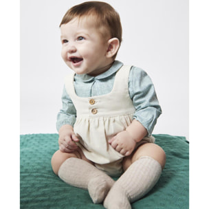 Camisa cuello bebé cuadro vichy verde y blanco