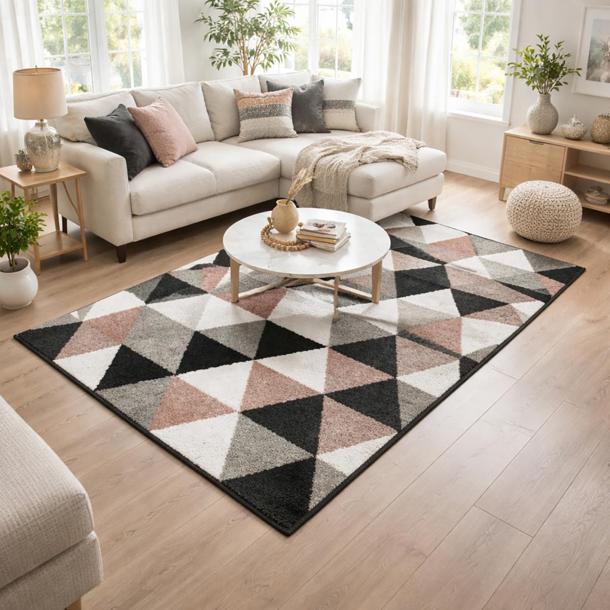 Tapis salon et chambre tissé motif géométrique RIBA