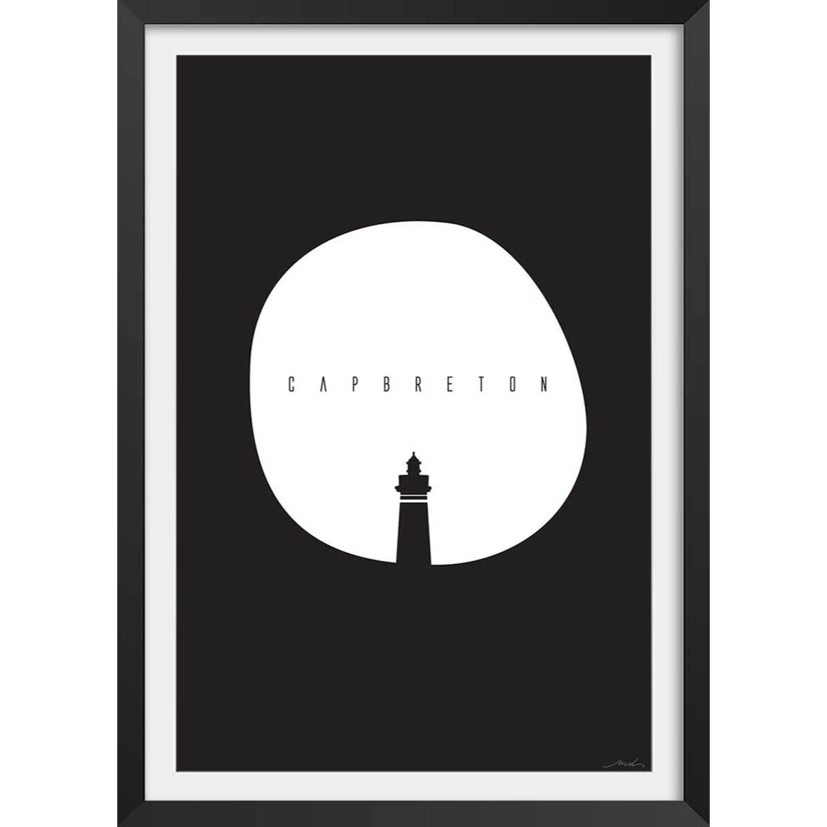 Affiche minimal capbreton Affiche + cadre en bois - Noir
