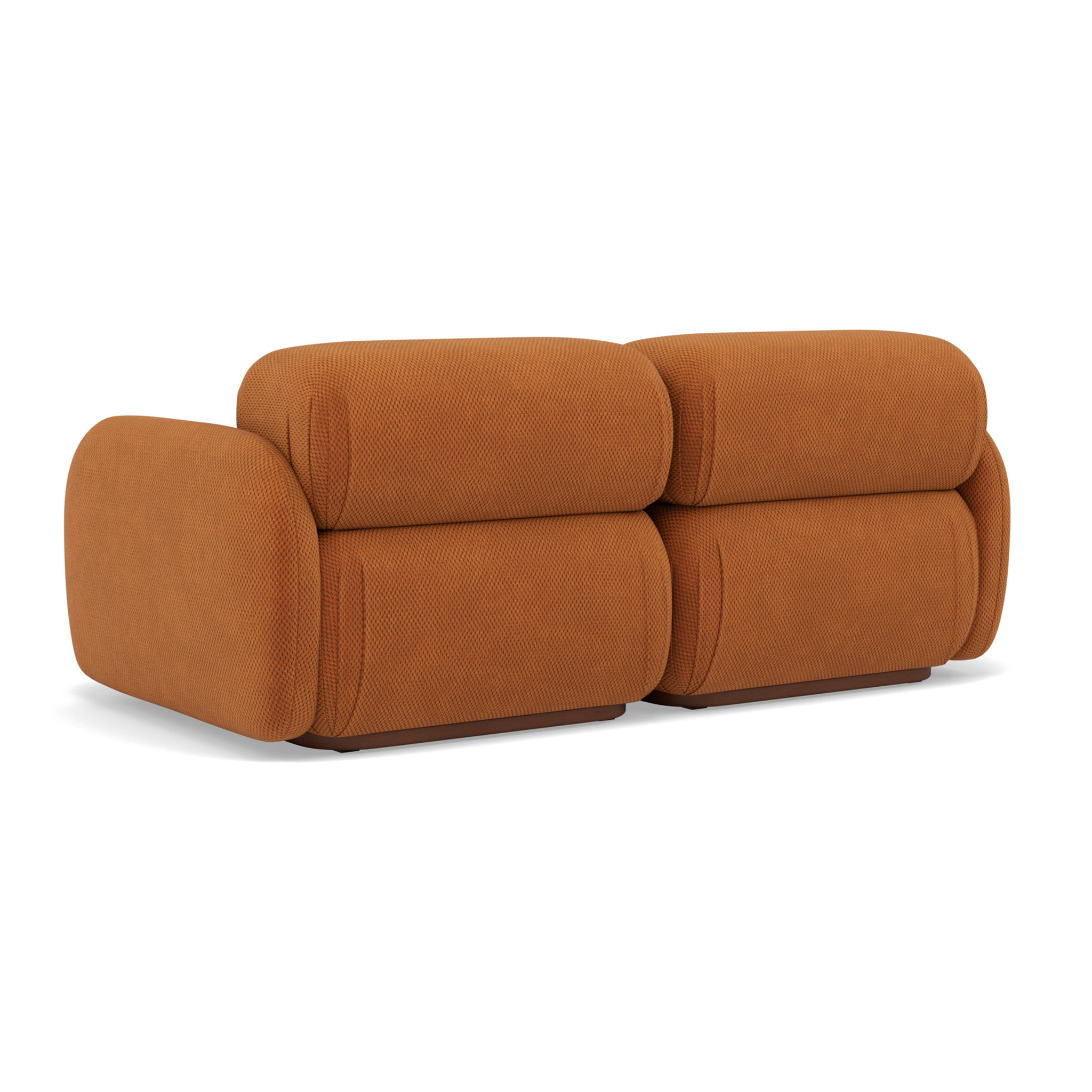 Penelope - canapé droit modulable 2 places en velours texturé - Terracotta