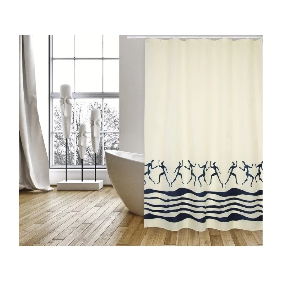 Rideau de douche Polyester ZANZIBAR 180x200cm QUALITE PREMIUM - Anneaux inclus MSV