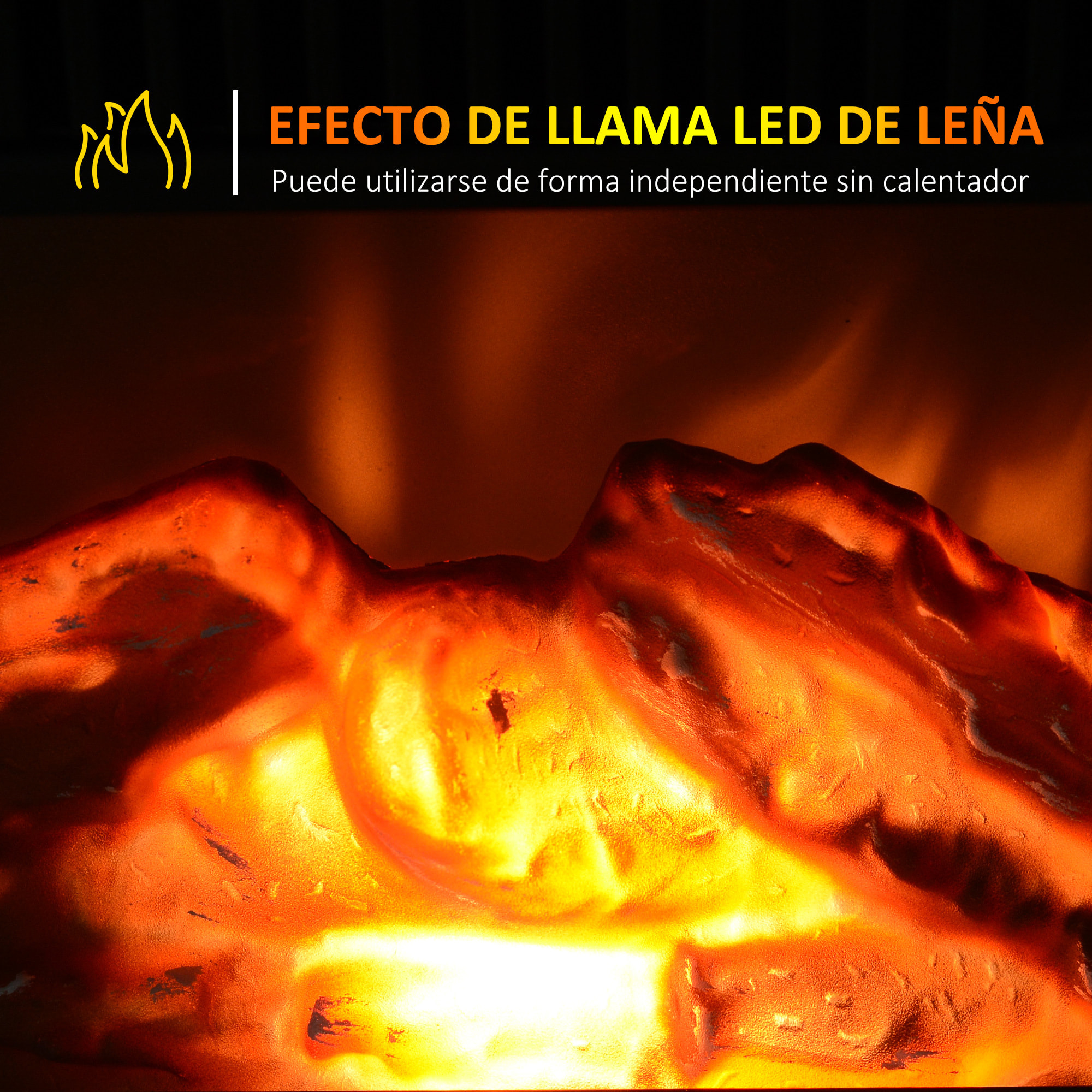 Chimenea Eléctrica Portátil Mini Estufa Calefactor 600/1200W Llama Decorativa