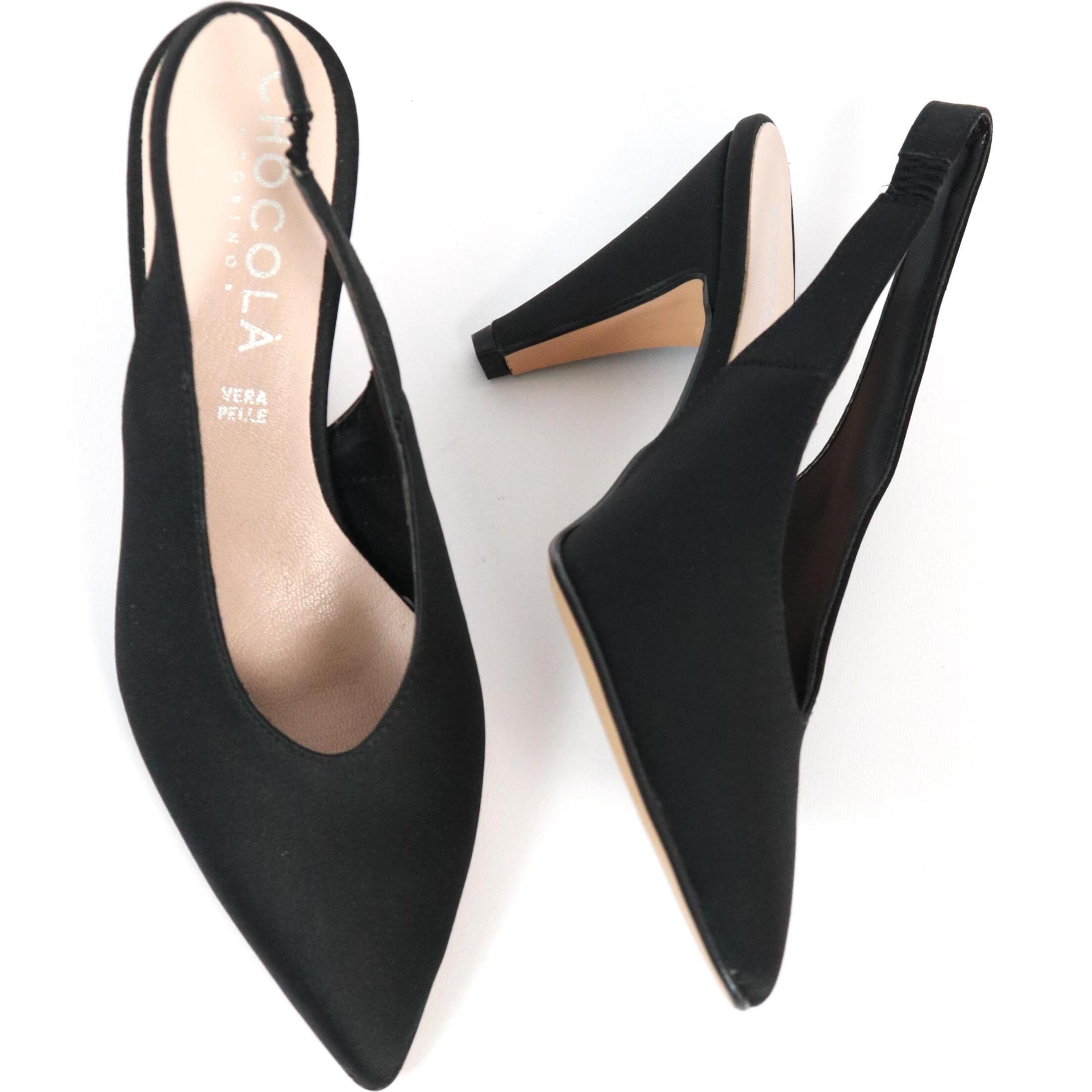 SLINGBACK CHOCOLA' RASO NERO