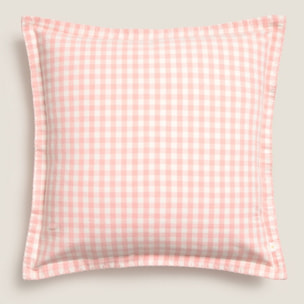 Funda de cojín algodón cuadros vichy Kimivu color rosa 100% Algodón