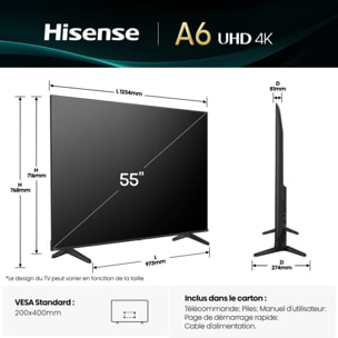 TV LED HISENSE 55A6Q 2025-55 pouces (139cm)