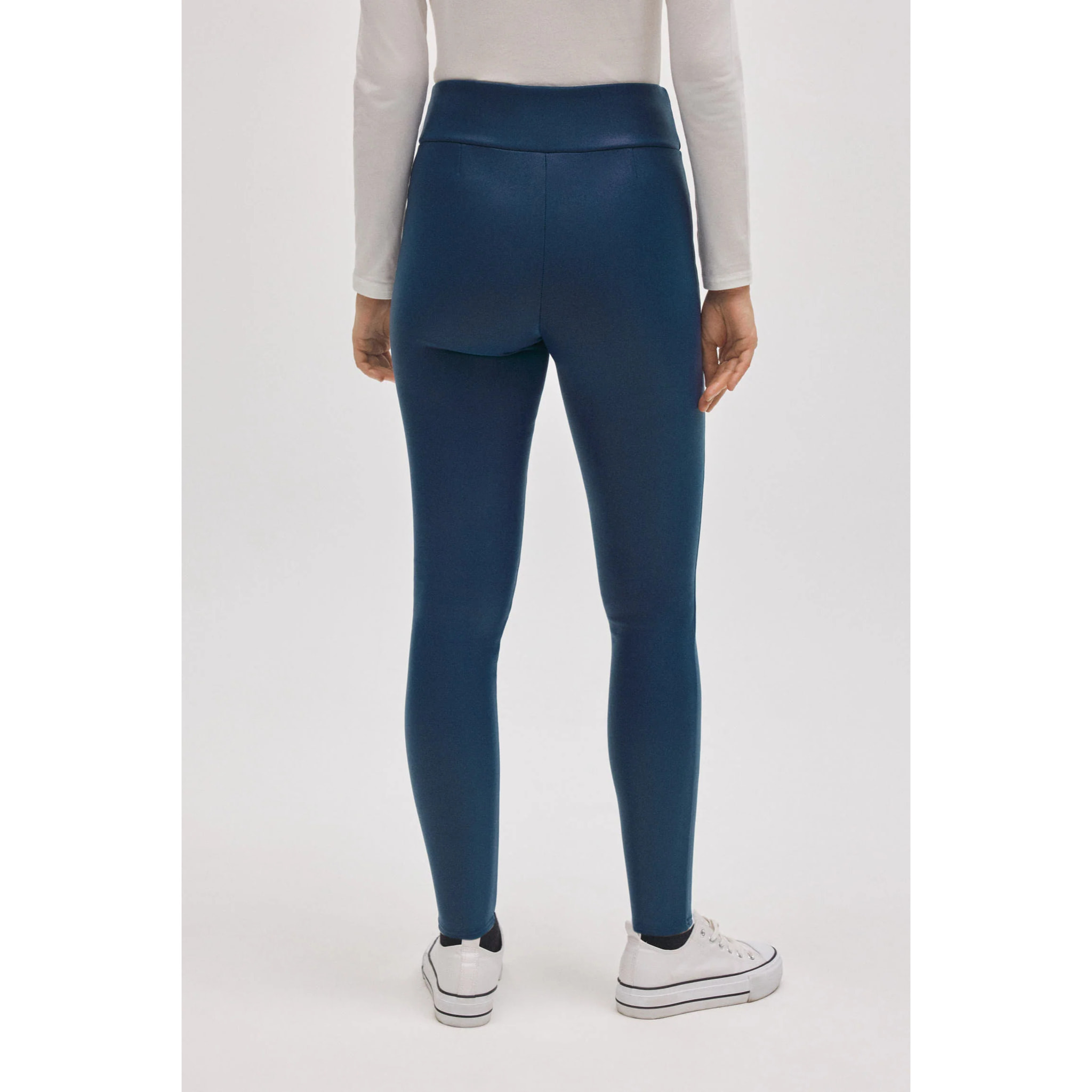 Leggings termici effetto pelle blu