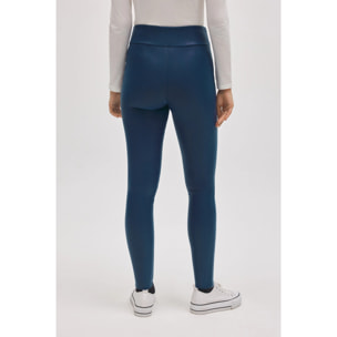 Leggings termici effetto pelle blu