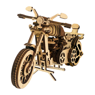 Maqueta de Madera 3D, con movimiento mecánico diseño de Motocicleta de carretera. 153 piezas.