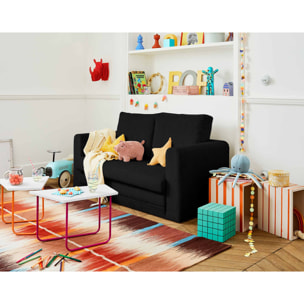 Marilia - canapé 2 places - convertible déplimousse - en velours côtelé - Noir