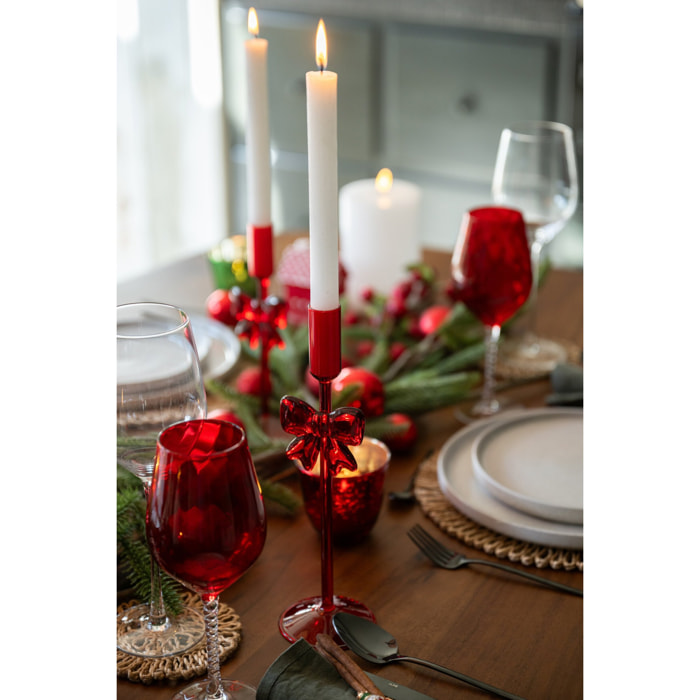 J-Line bougeoir - verre - rouge - set de 2