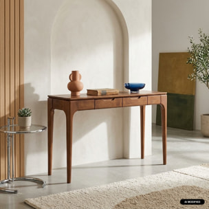 Console bois d'hévéa placage frêne 2 tiroirs ALIENOR