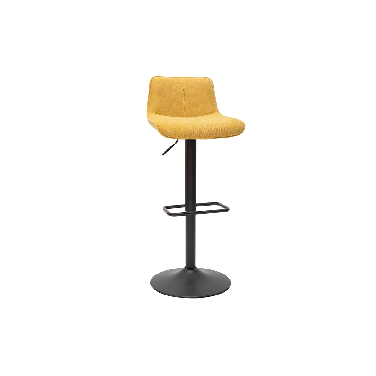 Tabourets de bar réglables pivotants 360° en tissu effet velours texturé jaune moutarde et métal (lot de 2) BOOST