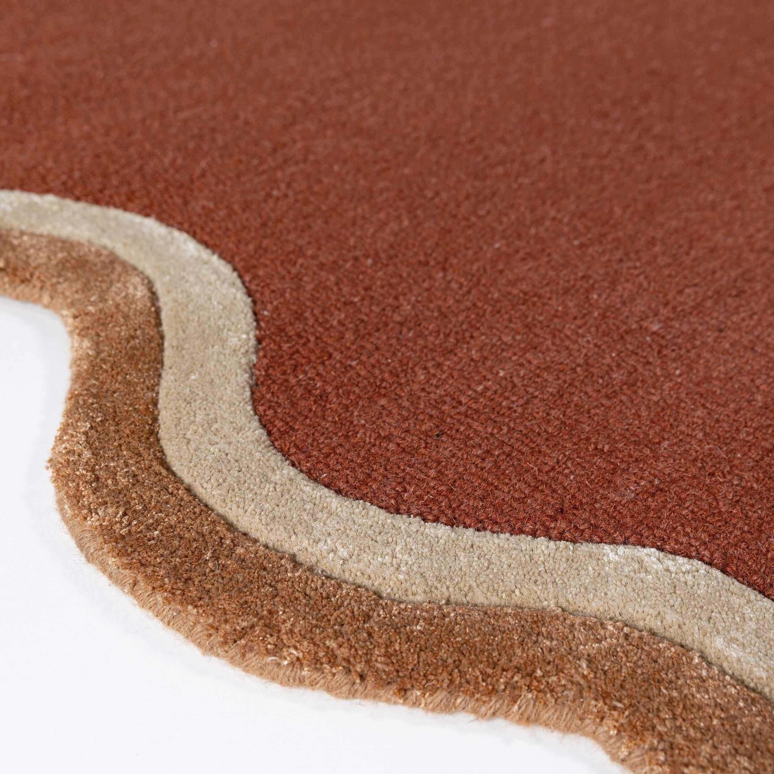Tapis en mélange de laine à bordure festonnée RIVO