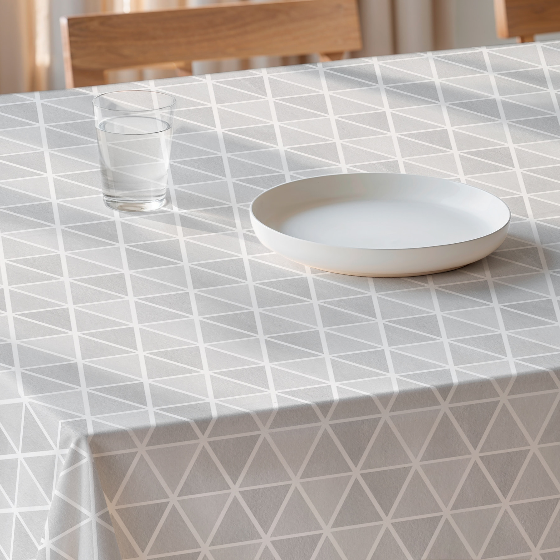 Nappe imprimée anti-tâches AGNES GRIS