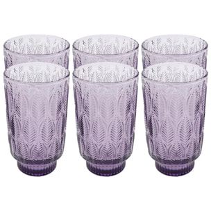 Verres à eau Fogli violets set de 6 Kare Design