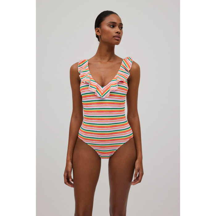 Costume Intero Con Ricamo A Fiori Donna, Bianco | Milano